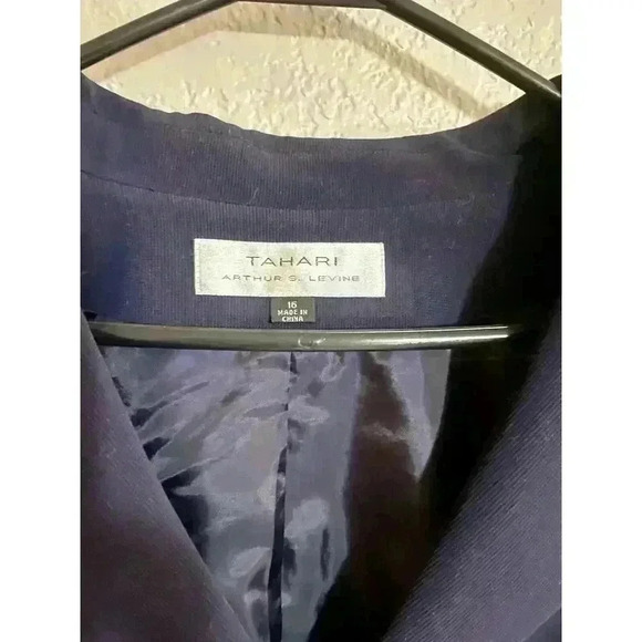 Tahari Arthur S Levine SZ 16 Blazer Jacket Coat Navy Blue Career Business - Picture 5 of 8